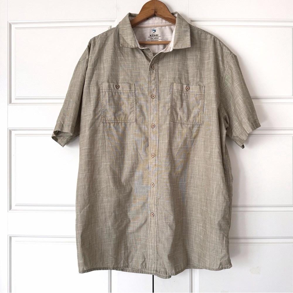Kuhl Karib Short Sleeve Shirt Mens 2XL Green Fishing Hiking Camping Gorpcore